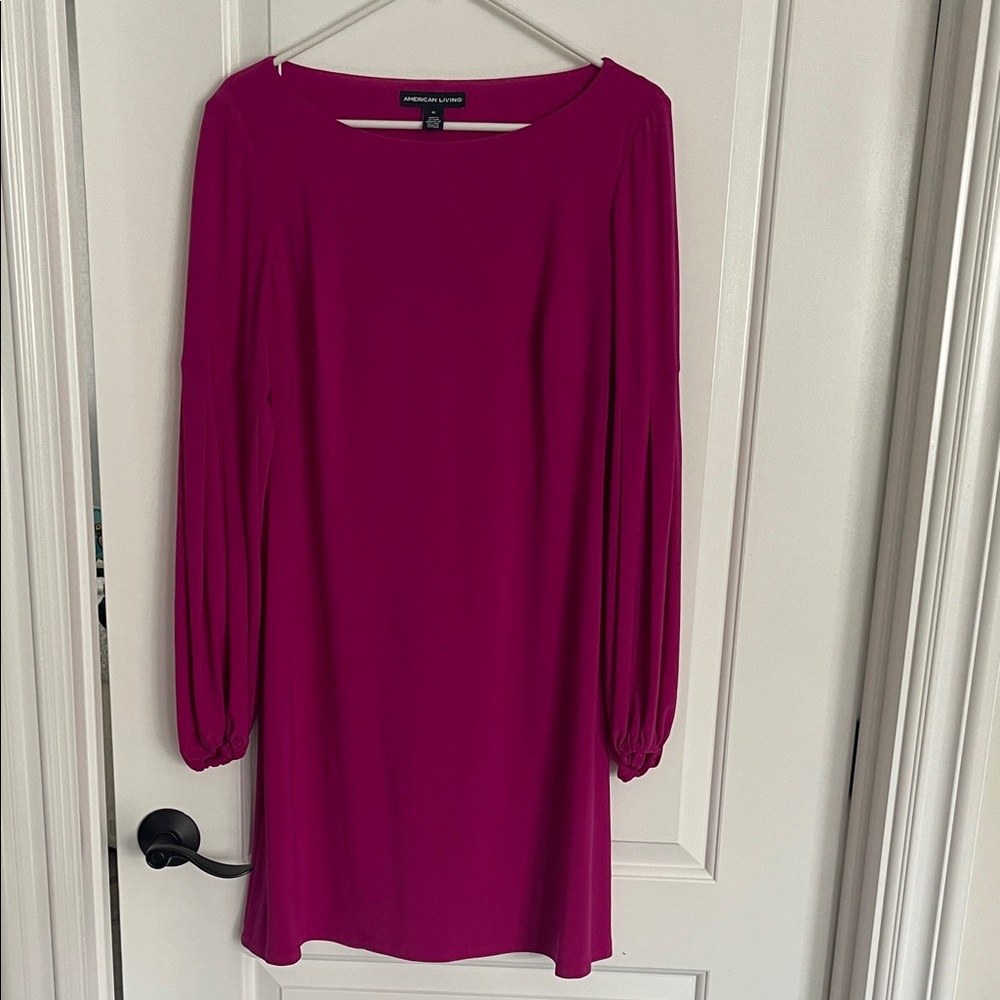 American Living Magenta Long Sleeve Dress
